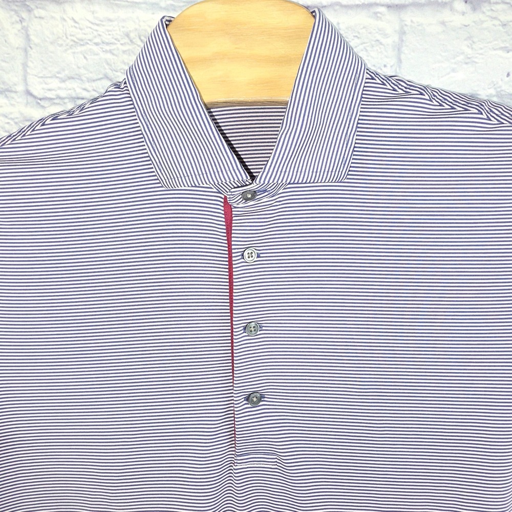 Greyson Mens TPC Potomac Logo Golf Polo Shirt Striped Short Sleeve Size Large